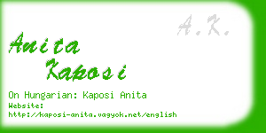 anita kaposi business card